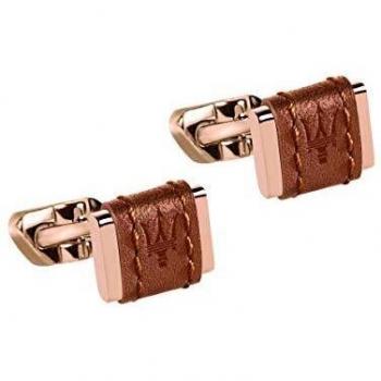 Maserati Gemelos para hombre, Colección J, en acero, cuero