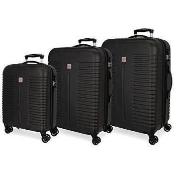 Roll Road India Juego de Maletas Negro 55/70/80 cms Rígida ABS