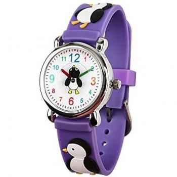 Reloj Infantil Vinmori con Diseño de Pingüino Morado