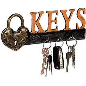Perchero Relaxdays Vintage de Hierro Fundido con 5 Ganchos y Candado