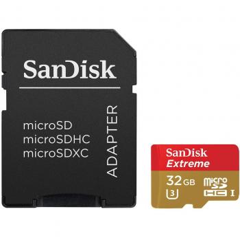 Sandisk Extreme Micro SDXC UHS-I Card, 64GB C10, U3, V30, A2 per Fotocamere da Azione, Scheda di Memoria con Adattatore, Classe UHS 1, C10, U3