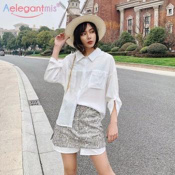 Blusa de Gasa Blanca de Manga Larga para Mujer