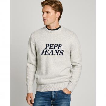 Jersey Hombre Pepe Jeans Gris Casual con Logo Bordado