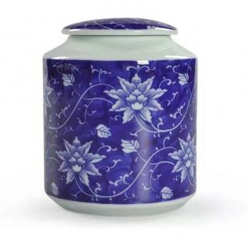 Urna Cerámico Tanque General Azul y Blanca