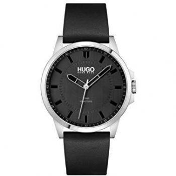 HUGO para hombre. Reloj Analógico con correa de piel First negro