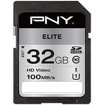 Scheda Memoria PNY Elite 32 GB SDHC Classe 10 UHS‑I Nero