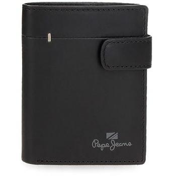 Pepe Jeans Cartera de piel Staple con cierre de click Negro