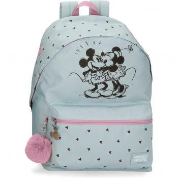Mochila escolar Mickey y Minnie besos con portaordenador
