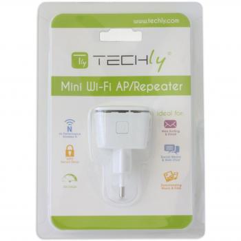 Mini Wireless WLAN Repeater 300 Mbit/s Wireless Wall Plug Amplifier (Techly Repeater7) White