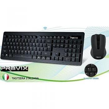 Mouse e tastiera wireless Pravix con ricevitore USB