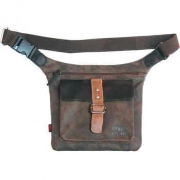 Riñonera Stamp de hombre en lona color marrón oscuro