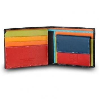 DUDU Cartera Pequeña RFID de Hombre en Piel con Portamonedas Negro