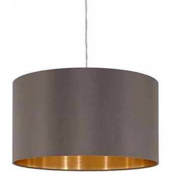 Lámpara colgante de acero y tela, color níquel mate