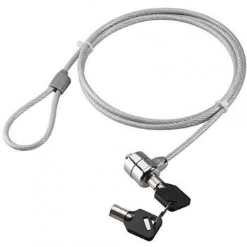 TECHLY 106060 Cavo di Sicurezza in Acciaio con Lucchetto per Notebook e Due Chiavi Silver