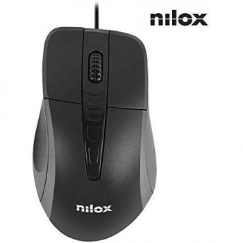 Nilox Mouse Ottico USB 1000 Dpi, Mouse Ergonomico con Tracking Ottico 1000 Dpi, Configurazione Semplice con Plug and Play, Compatibile con Windows, Mac e Linux, Nero