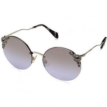 Miu Miu 0MU52TS WO42H2 60, Gafas de Sol para Mujer, Pale Gold/Violet Brown Silver