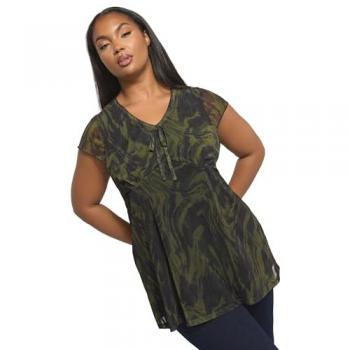 Dark Green Swirl Mesh T-Shirt