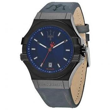 Reloj para Hombre, Colección Potenza, en Acero, PVD Gris, Cuero