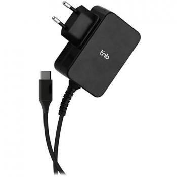 Cargador T’nB 65 W con cable de 180 cm y enchufe de pared – Negro