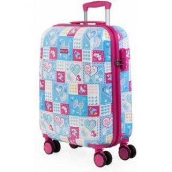 ITACA. Maleta Infantil De Niña Pequeña Cabina Estampado Azul, Fucsia