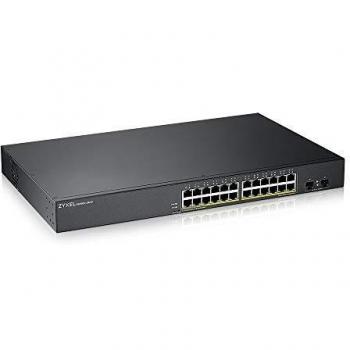 Zyxel 24 ports Gigabit PoE Switch | Smart Management | Rack Mountable | 24 ports PoE+ with budget power of 170 W and 2 SFP ports | VLAN, IGMP, QoS | Lifetime warranty [GS1900-24HP]