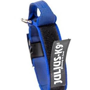 Julius-K9, Collar Color & Gray con la manija, la cerradura de seguridad y el remiendo intercambiables, 50 mm 49/70 cm, Azul/Gris