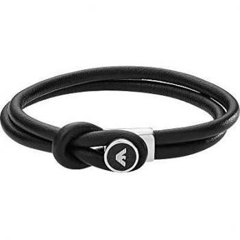 EMPORIO ARMANI Pulsera de cuero para hombre, 18,50 cm