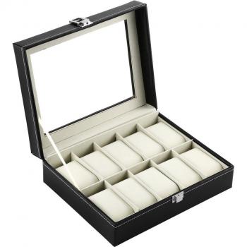 Caja de reloj de cuero PU con 2/6/10 compartimentos