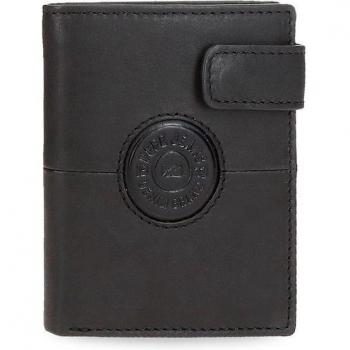 Pepe Jeans. Cartera de piel Cracker con cierre de click Negro