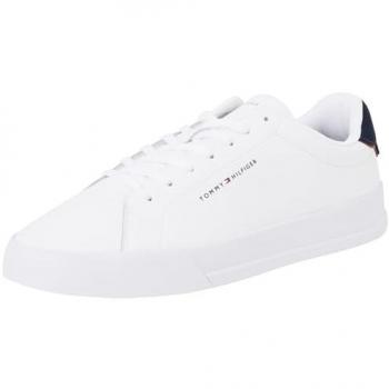 Tommy Hilfiger para hombre. FM0FM05367 Zapatillas de Piel Court Detail blanco (41), Plano, Cordones, Casual, Tommy Hilfiger outlet 2024