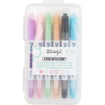 Set de 6 bolígrafos de colores con sello Mr. Wonderful