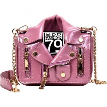 Bolso cuadrado pequeño estilo camisa rosa para chica
