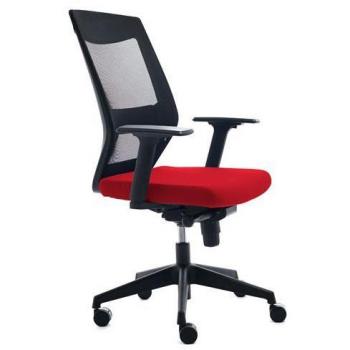 Silla Ergonómica Rocada con Respaldo de Malla Negra y Asiento Rojo
