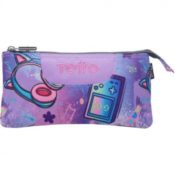 Estuche Escolar con 3 Compartimentos Color Morado