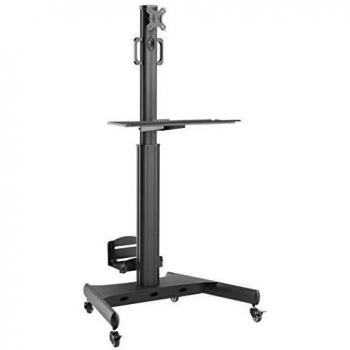 Techly 107456 Trolley da Pavimento con Mensola e Porta PC per TV LCD/LED/Plasma 13-32 Nero