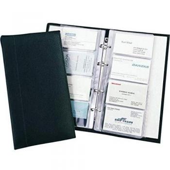 Carpeta de anillas para tarjetas de visita Alassio, 120 tarjetas, color negro