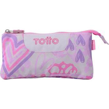 Estuche Escolar Rosa Amalia 3 Compartimentos