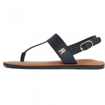 Tommy Hilfiger Sandalias Planas de Dedo con Logo en Negro