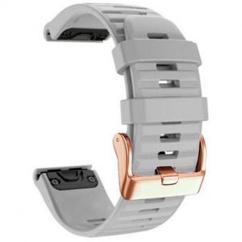 Correa de Silicona Rayada para Garmin Fenix 7s/6s Pro/5s Plus/Instinct 2s – 20 mm, Hebilla Oro Rosa Gris