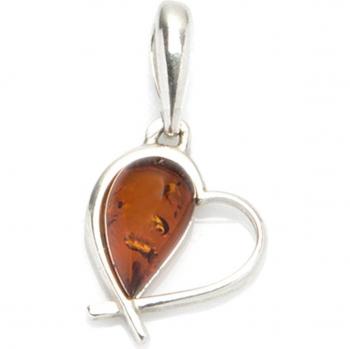 Piedra del Amor en Ámbar Cognac – Péndulo Artesanal de Plata R5541