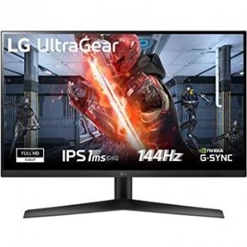 LG 27GN60R UltraGear Gaming Monitor 27 Full HD IPS HDR 10, 1920x1080, 1ms, AMD FreeSync Premium 144Hz, HDMI 2.0 (HDCP 2.2), Display Port 1.4, AUX, Flicker Safe, Nero