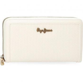 Cartera Pepe Jeans para mujer Lena con cremallera blanca