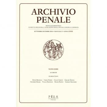 Archivio penale. Rivista quadrimestrale di diritto, procedura e legislazione penale, speciale, europea e comparata (2016)