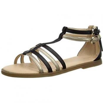 Geox J Sandal Karly Niña, Sandalias Multicolor (Negro/Platino), 29 EU