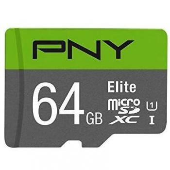 PNY Elite Scheda di Memoria microSDXC 64GB + Adattatore SD, Velocità di Lettura fino a 100MB/s, Classe 10 UHS-I, U1 per video Full HD
