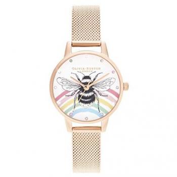 Reloj Olivia Burton 30mm Oro Rosa con Motivo Abeja Arcoíris