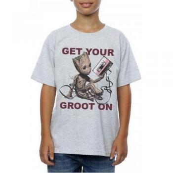 Camiseta Infantil Guardiões da Galáxia: Get Your Groot On Gris 12-13