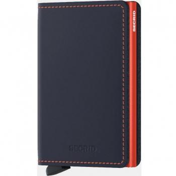 Tarjetero de piel Secrid Azul-Naranja