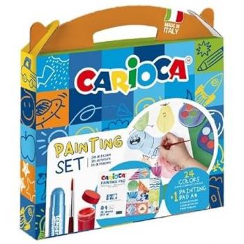 Set Carioca de Pintura – 12 Acuarelas, 6 Temperas y 6 Solid Color + Bloc A4