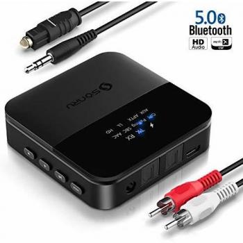 Ricevitore e Trasmettitore Bluetooth SONRU 5.0 con Adattatore Audio 2‑in‑1
